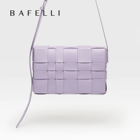 BAFELLI Woven Leather Box Bag Women Luxury Shoulder Crossbody Purse