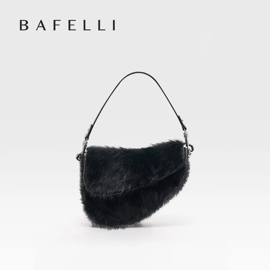 Black fur handbag