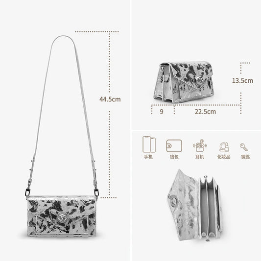 Women’s Leather Flap Crossbody Bag – Elegant Trendy Handbag