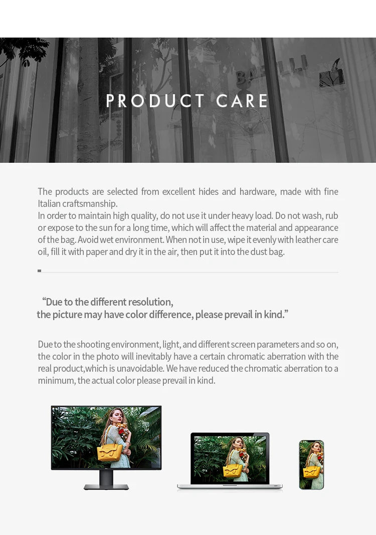 Product care instructions 