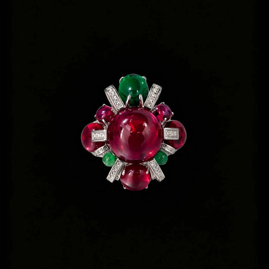 Vintage 925 Sterling Silver Ring with Sapphire, Ruby & Diamond Gemstones