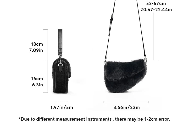 Black furry handbag