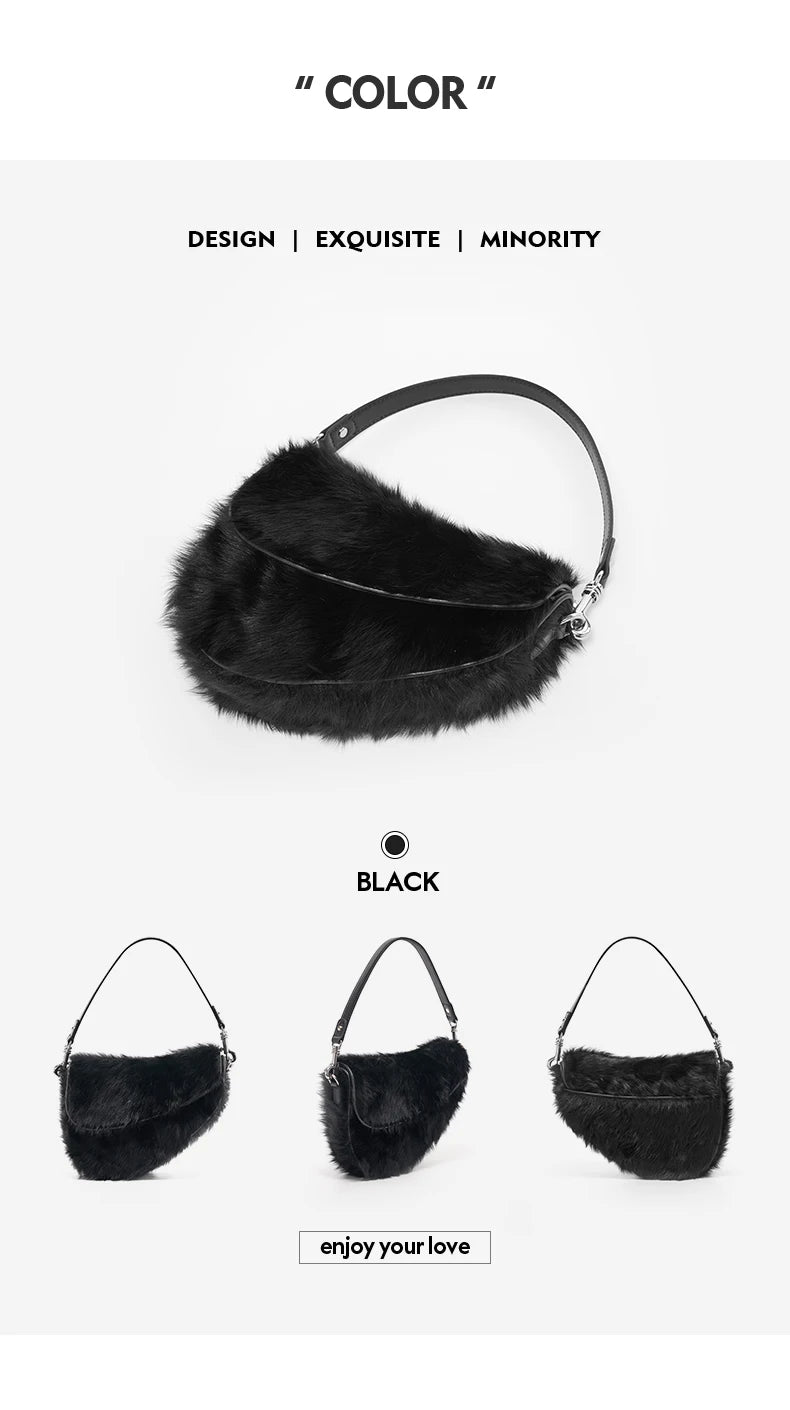 Black fur handbag